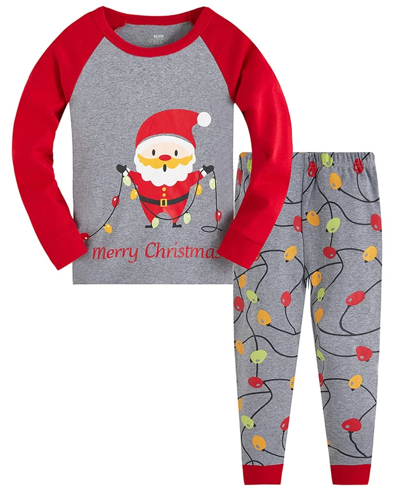 TEDD Christmas Pjs Kids Pyjamas Set for Boys Pajamas Cotton Toddler Baby Clothes Girls Nightwear Fun Santa Claus Sleepwear Unisex Long Sleeve 2 Piece Nightwear Outfit 1-2 Years