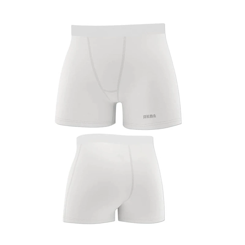 Sikma Mens Compression Boxer Shorts Base layer Skin Tight Briefs Sports Gym Fitness Bottom (White, Small)