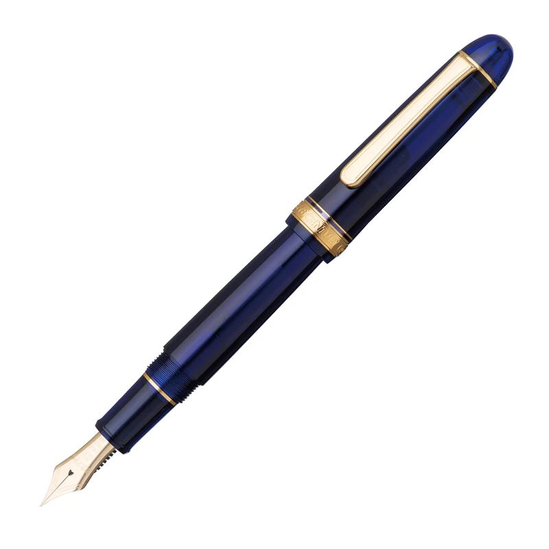 PLATINUM Japanese Fountain Pen #3776 Century Gold Trim Chartres Blue UEF/Blue/0.18-0.24 mm/Handmade/14K Gold Nib with Gift Box/Fountain Pen