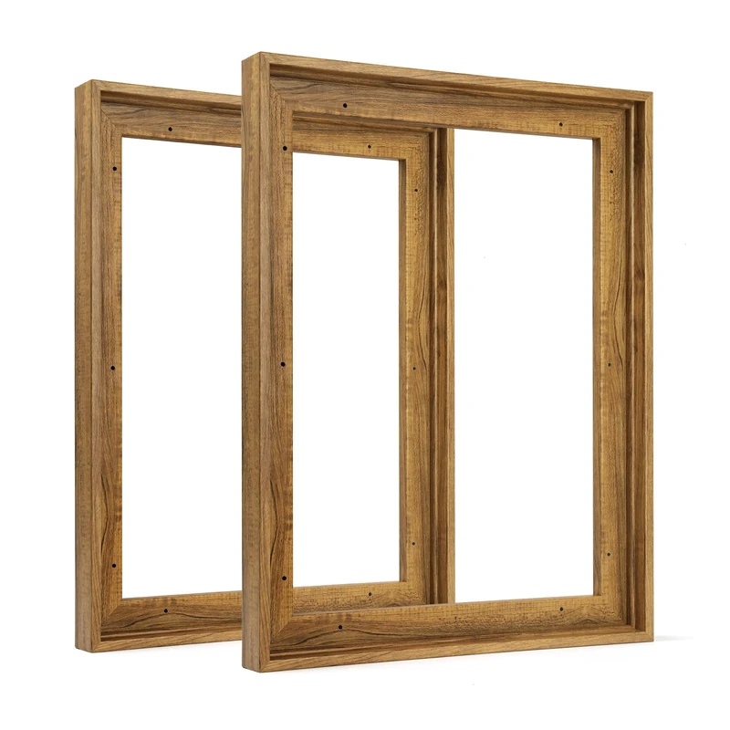FOLKOR Floating Frame 12x16 Inch - Dark Brown Canvas (2 Pack)