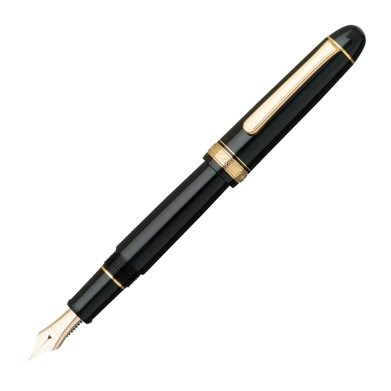 PLATINUM Japanese Fountain Pen Century Gold Trim Black in Black SF/Black/ 0.30-036mm/Handmade/14K Gold Nib/Gift Box/Fountain Pen #3776