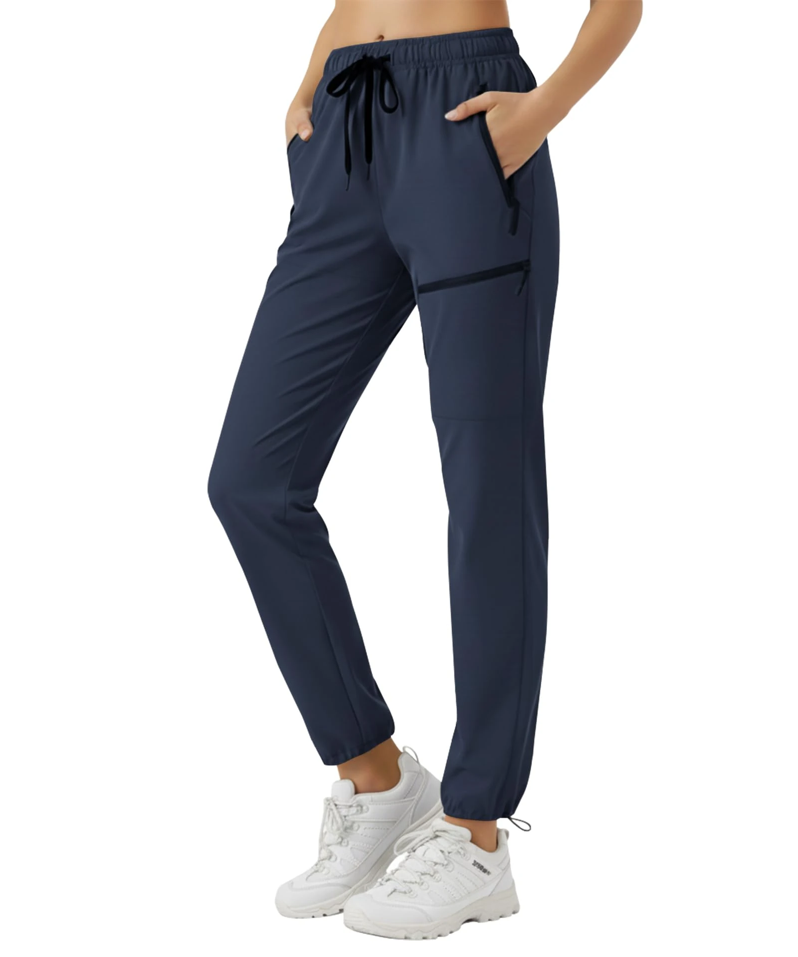 StaySlim Walking Trousers for Women, Hiking Cargo Pants Water Resistant Lightweight Quick Dry Ladies Overtrousers UPF 50 UV Protection, Dark Blue, L.