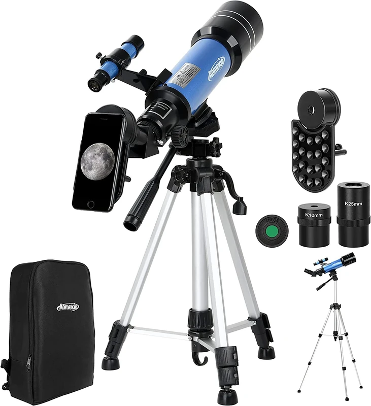 Aomekie 40070 Telescope for Astronomy Adults and Beginners with Backpack Adjustable Tripod Phone Adapter and Metal Moon Filter