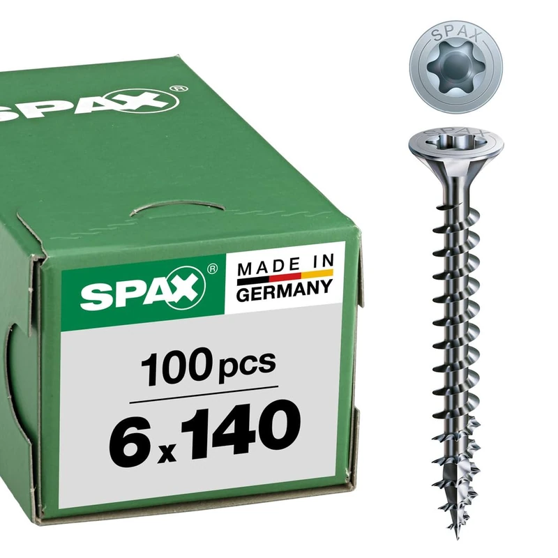 SPAX Universal screw, 6x140 mm, 100 pcs., full thread, flat countersunk head, T-STAR plus T30, WIROX - 1191010601405