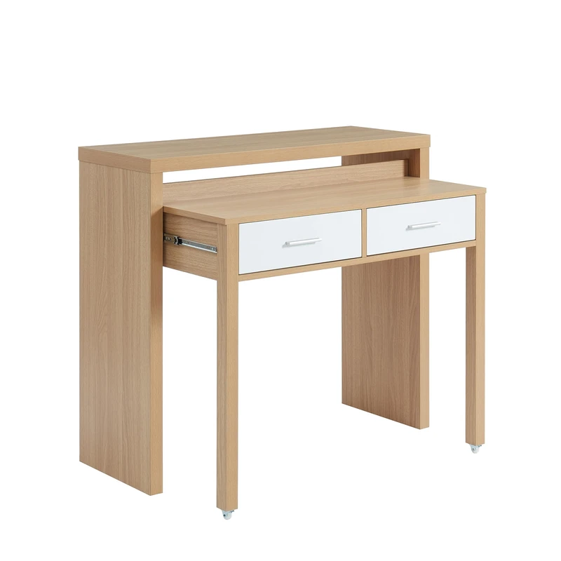 BAÏTA STUDIO extendable desk white and oak effect 98.5cm