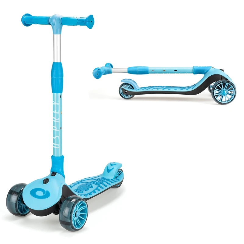Osprey 3Ride Tri-Scooter, for Kids 3-12, 3-Wheel Scooter for Toddlers Girls and Boys with Tilt-to-Turn Steering and Adjustable Handlebar, Foldable for Easy Storage, Blue