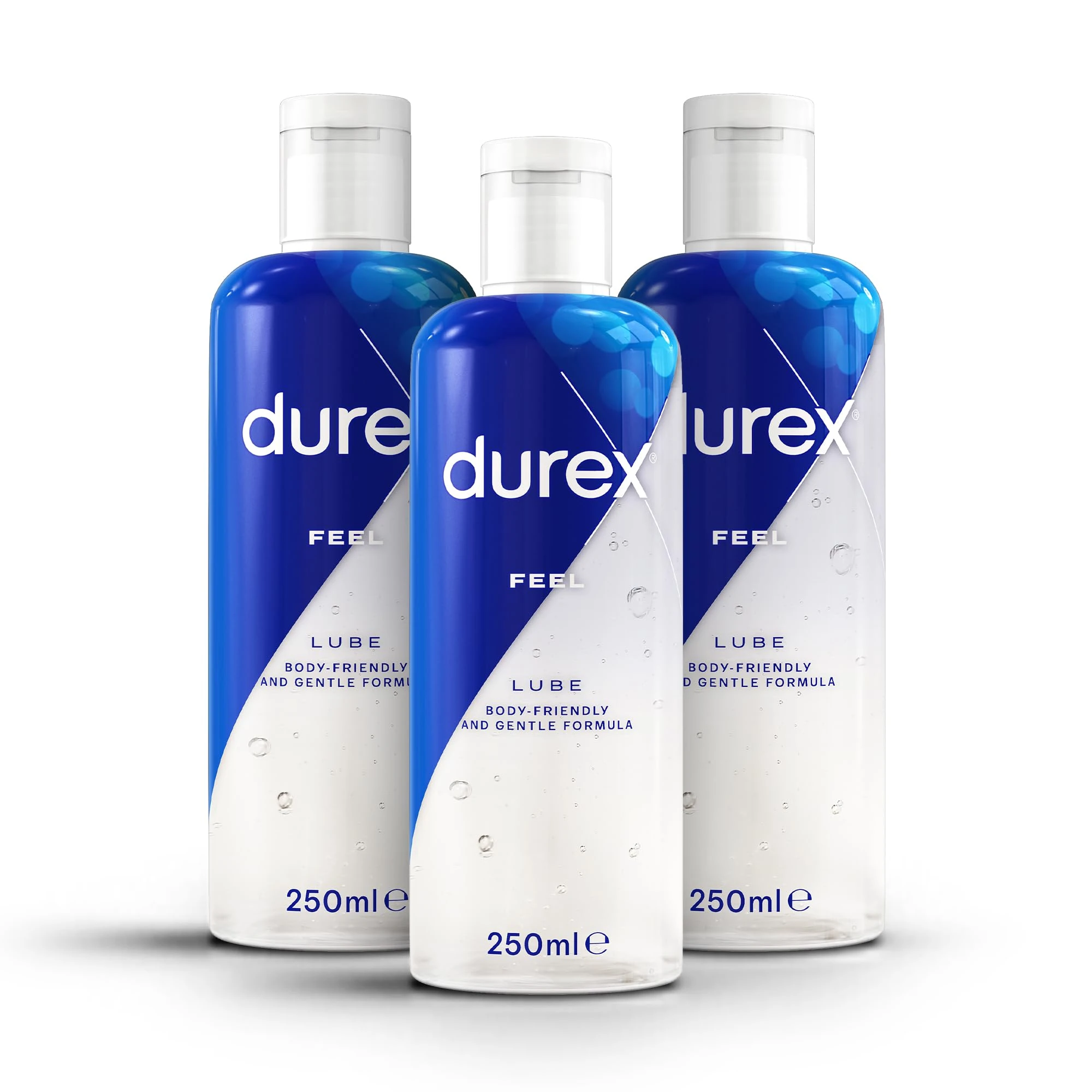 Durex Feel Play Lube, 250ml (3 Pack, 750ml), Water Based pH Friendly, Non Sticky, Condom and Toy Safe, Smooth Texture