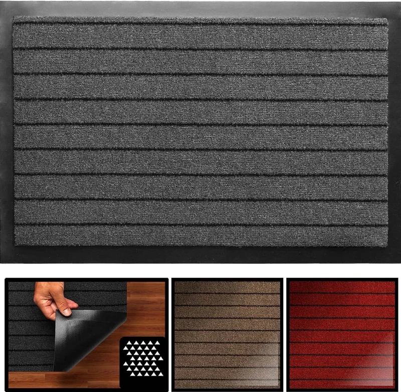 LucaHome – Nevada Doormat Entrance to the Home Non-Slip, Waterproof, Washable, Antibacterial for Indoor and Outdoor – Hallway, Kitchen, Bedroom (Grey, 120 x 180 cm)