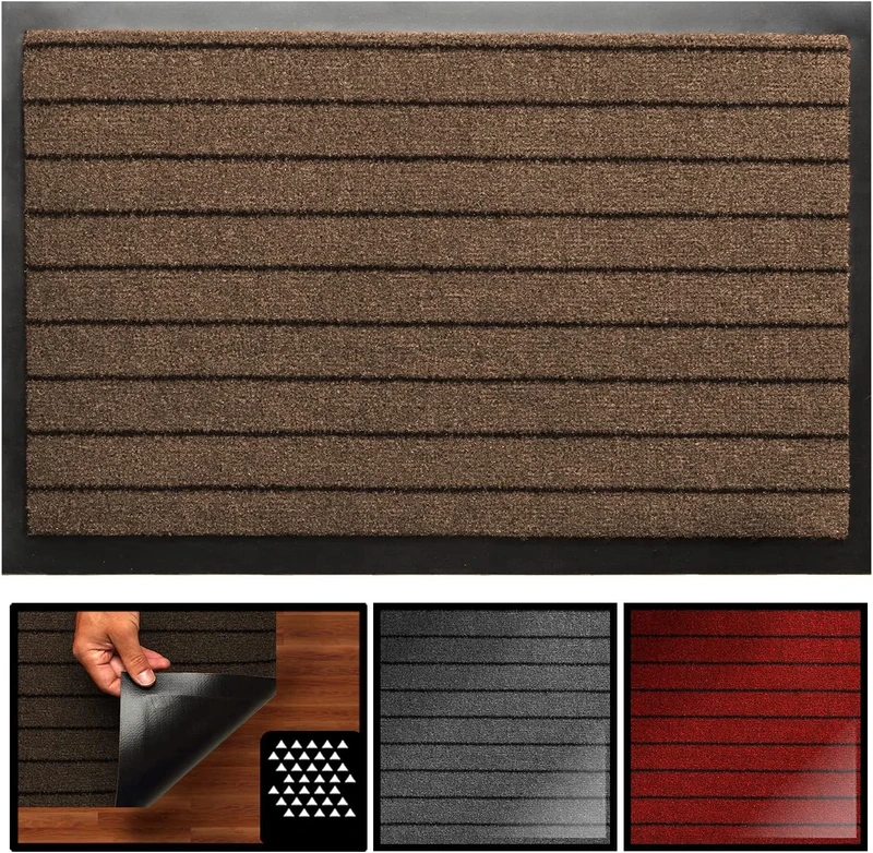 LucaHome Entrance Door Mat Nevada Non-Slip Waterproof Washable Antibacterial Hallway Kitchen Bedroom Doormat for Indoor Outdoor (Brown, 120x180cm)