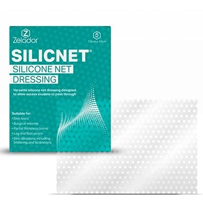 Silicnet Silicone Net Dressing Non-Adherent, Flexible, and Breathable Dressing for Delicate Skin – Ideal for Surgical Wounds 10x7.5cm 5pc