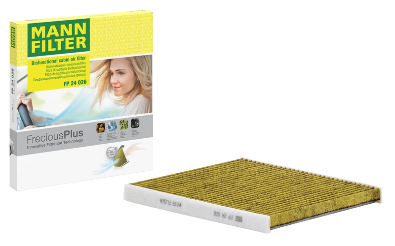 MANN-FILTER FP 24 026 Cabin Air Filter - FreciousPlus Biofunctional Pollen Filter - for Cars + Transporters