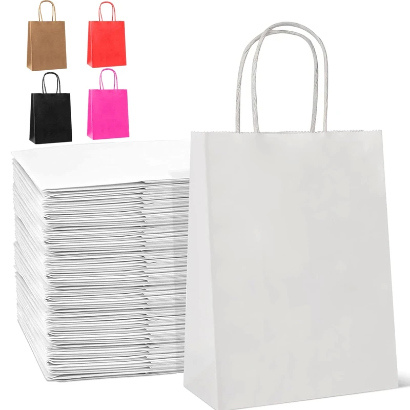 HAUSPROFI 30pcs Kraft Paper Gift Bags - 130gsm Thick with Twisted Handles