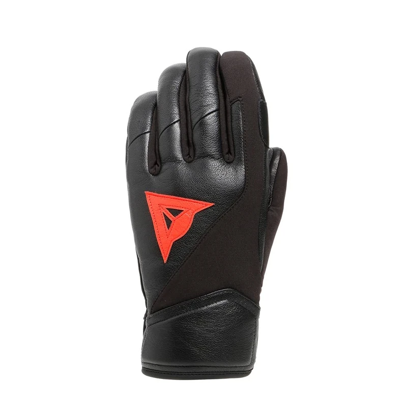Dainese - Hp Gloves Sport, Leather Ski Gloves, Thermal, with Palm Reinforcements, for Men and Women, Black/Red, XS