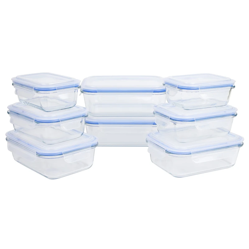 axentia Glass Storage Jars Food Storage Containers Transparent 8 Pieces - Image 1