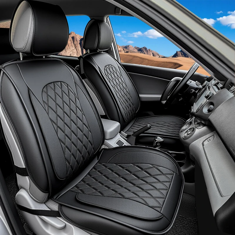 LINGVIDO Diamond Leather Car Seat Covers (Black,5 Sets Full Seat)
