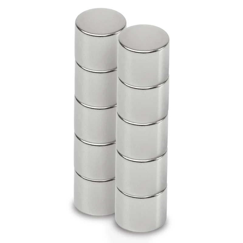 MAUL Neodymium Disc Magnet - High Adhesive Magnet for Versatile Use - Round Magnet with Elegant and Modern Design - Diameter 12 x 10 mm - Pack of 4 - Light Silver - Image 1