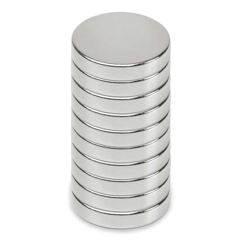MAUL Neodymium Magnet Diameter 15 x 3 mm (Pack of 10) | Magnets for Versatile Use | Round Magnet with Elegant and Modern Design | Magnets Strong for Magnetic Board, Magnetic Tape | Silver