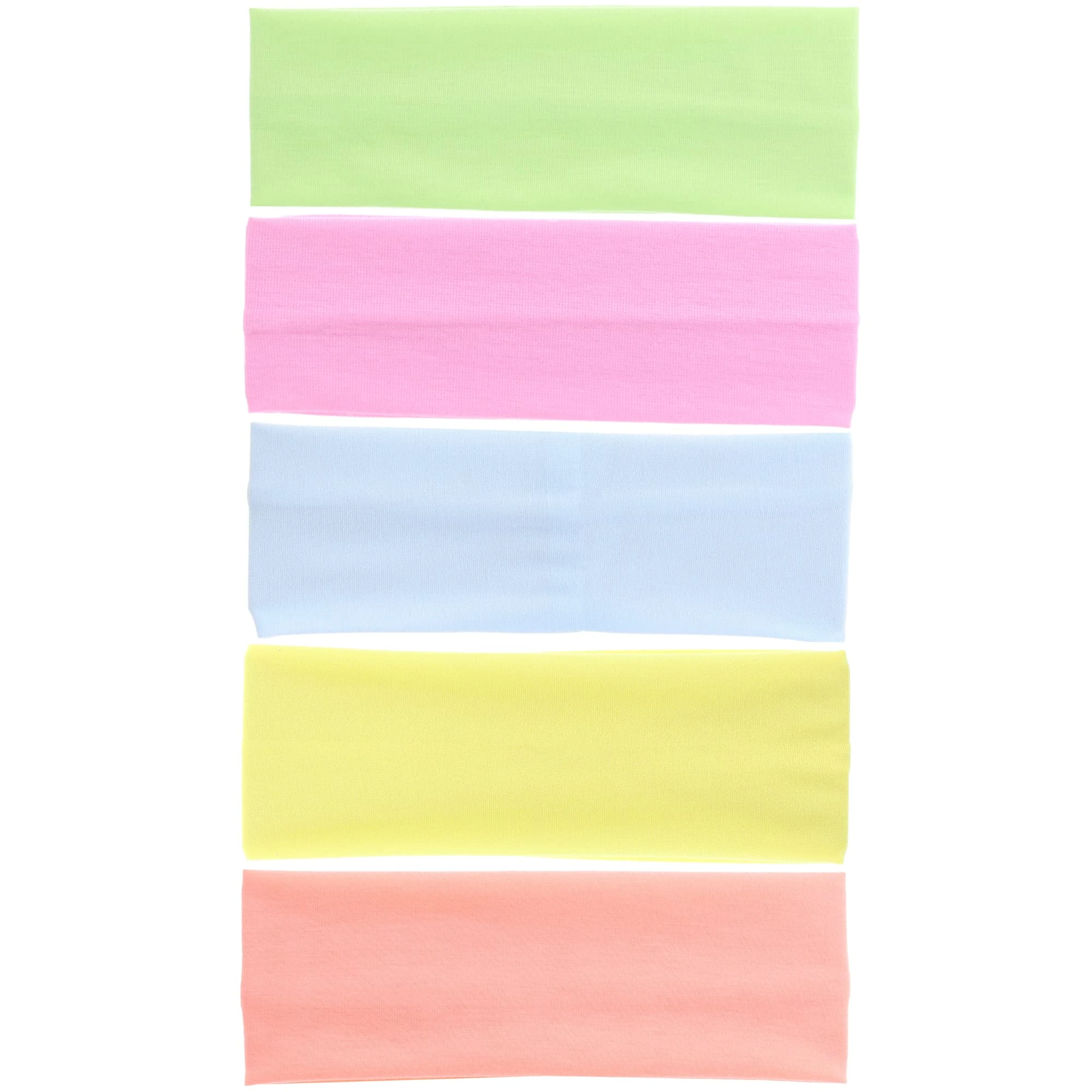 Set of 5 Elasticated Lycra Fabric 7cm Kylie Headbands - Assorted Colours