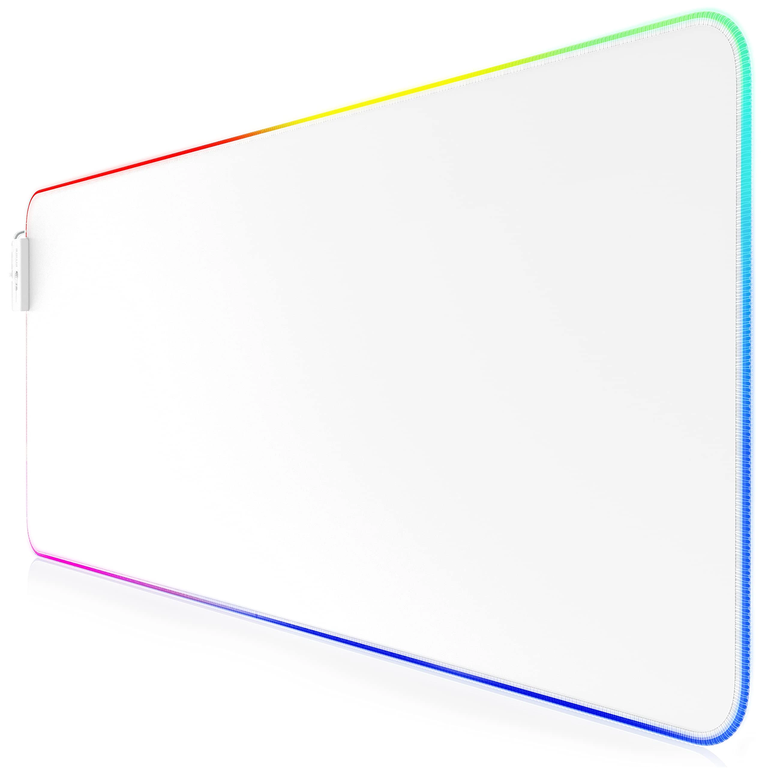 CSL - RGB gaming mouse pad - LED desk pad - 800x300 mm - XXL mousepad - LED multi color - 11 lighting modes - 7 LED colors plus 4 effect modes - washable - White