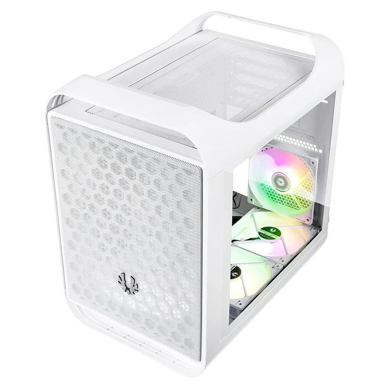 BitFenix Prodigy M 2022 mATX Gamer PC Case, 3 ARGB Fans Included, Tempered Glass, USB 3.2 Type-C, White - Image 1