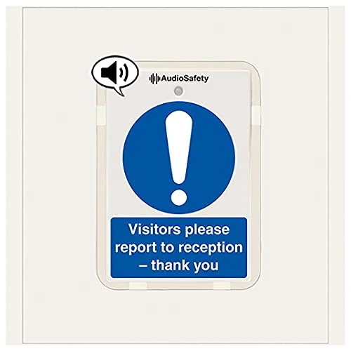 V Safety Visitors Report Reception - Talking Safety Sign - 225x336mm - 1mm Rigid Plastic