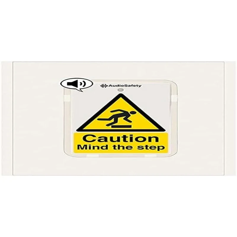 V Safety Danger - Mind the Step - Talking Safety Sign - 225 x 336 mm - 1 mm Rigid Plastic Safety Sign - Image 1