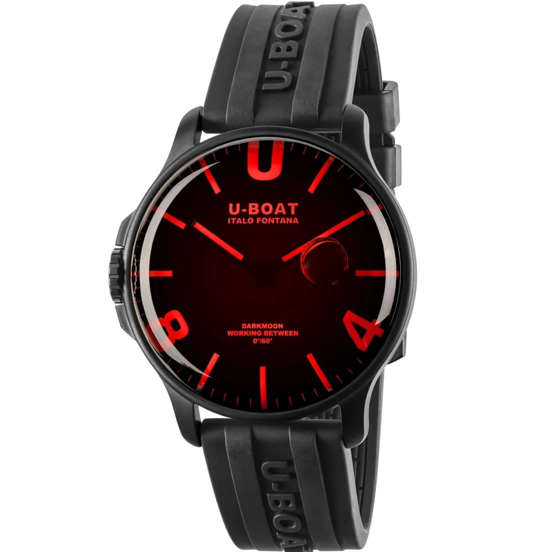 U-Boat Darkmoon 44 Red Sapphire IP Black Analog Quartz Watch - 2021 Edition 8466/B, Strap, Strap