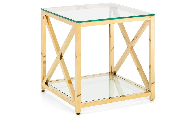 Julian Bowen Miami Lamp Table - Glass & Gold Tables
