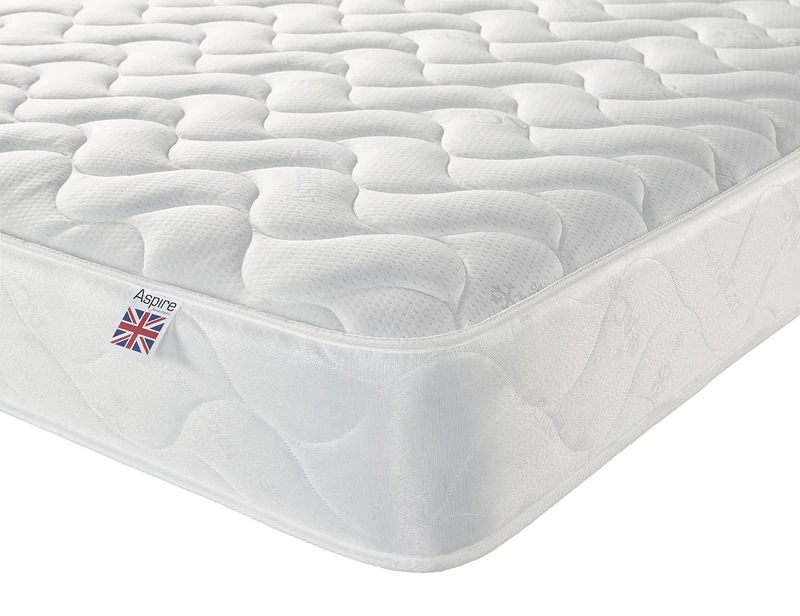 Aspire Beds Stratus White 3 Sleep Comfort Layers & AC Aspire-Cool Touch Sleep Surface Hybrid Bonnell 500 Sprung & Memory Foam Premium Economy Mattress, 4ft Small Double (4ft x 6ft3)