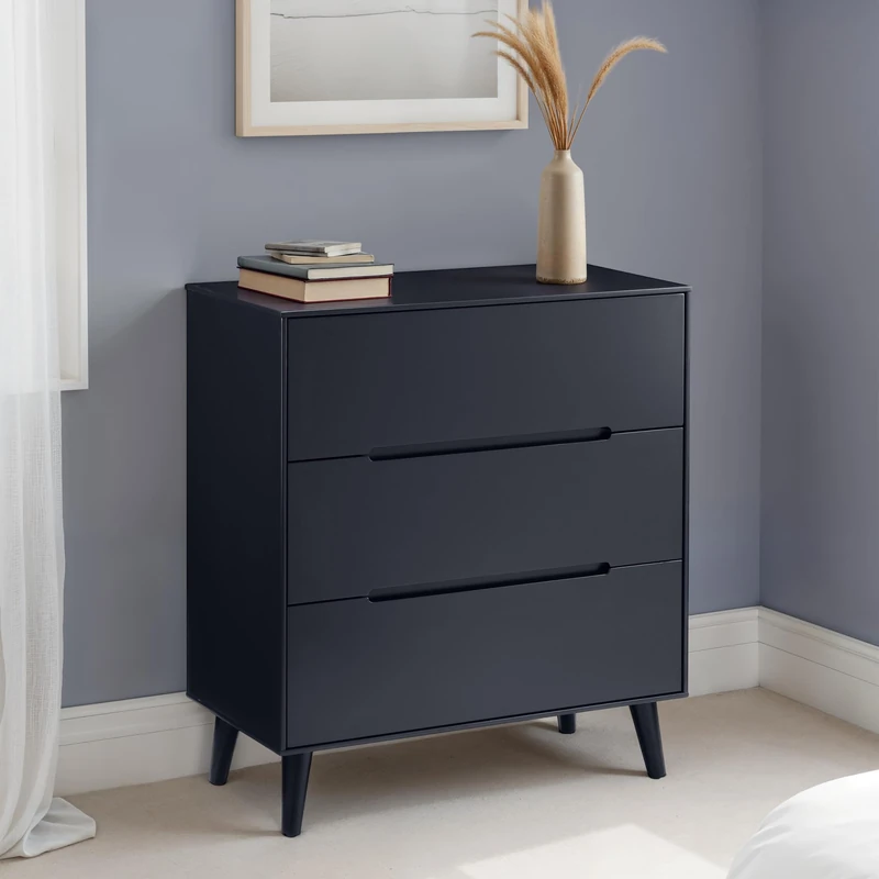 Julian Bowen Alicia 3 Drawer Chest - Anthracite - Modern and Sleek Storage for Bedrooms