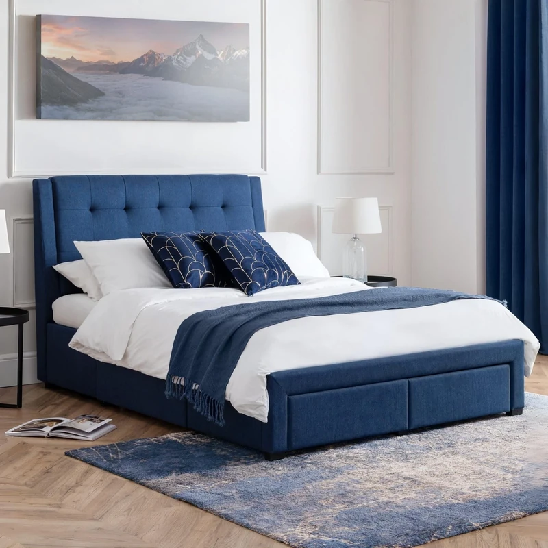 Julian Bowen Fullerton 4 Drawer Bed - Blue Fabric Beds