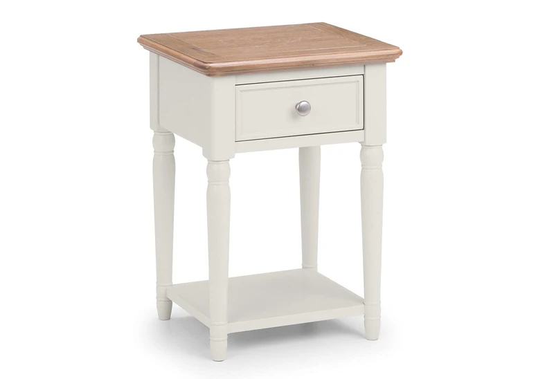 Julian Bowen Provence 1 Drawer Lamp Table - Limed Oak/Grey Tables