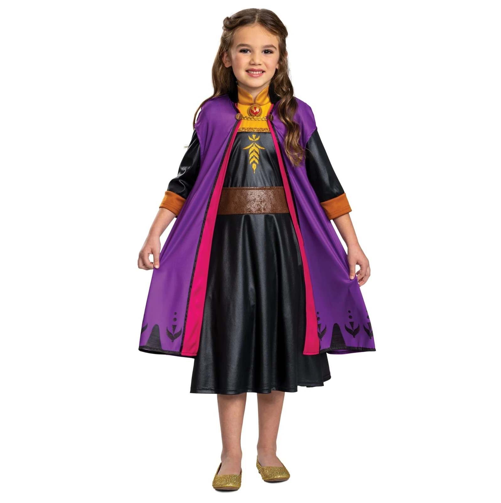 Disney Official Classic Anna Dress Frozen Travelling, Frozen Anna Costume Kids Dress up for Girls, Birthday Christmas Halloween Costume for Kids M