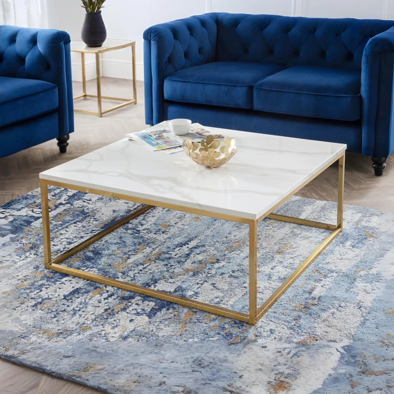 Julian Bowen Scala Coffee Table - White Marble & Gold Tables