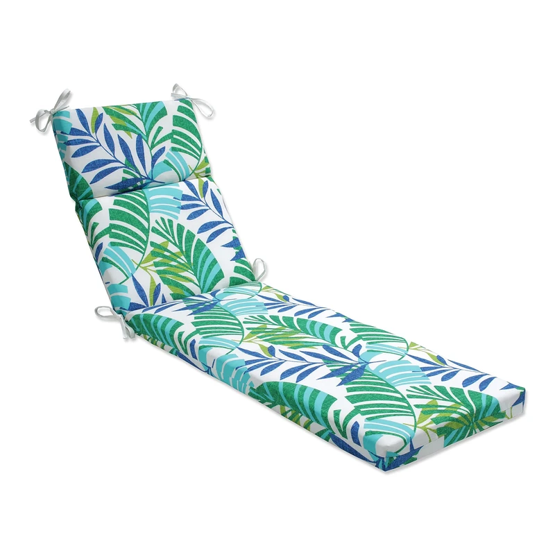 Pillow Perfect Outdoor/Indoor Islamorada Blue/Green Chaise Lounge Cushion, 72.5" x 21"