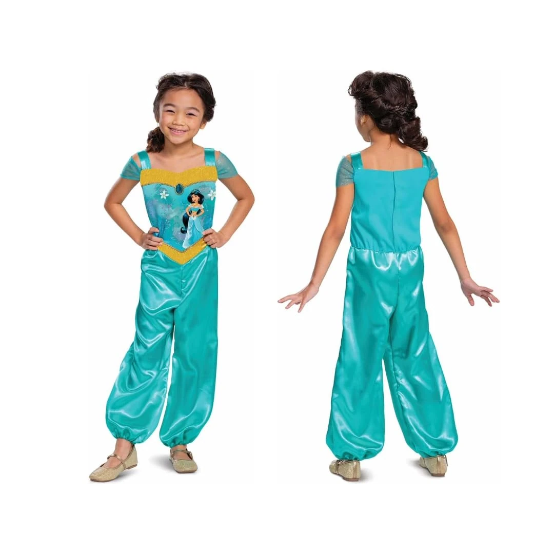 Disney Official Standard Princess Jasmine Costume Kids, Aladdin Costume Kids, Princess Jasmine Dress Up for Girls Fancy Dress Outfit, Arabian Princess Costume, Costume for Girls M
