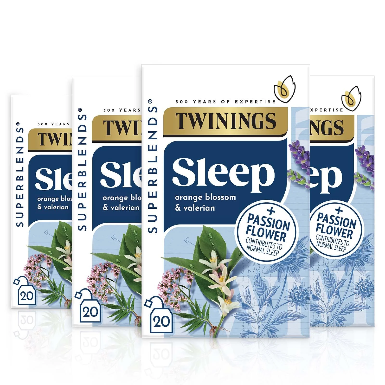Twinings Superblends Sleep Tea - Valerian Root & Orange Blossom Herbal Tea Infusion with Passionflower & Lavender - Sleep Tea, 80 Biodegradable Tea Bags