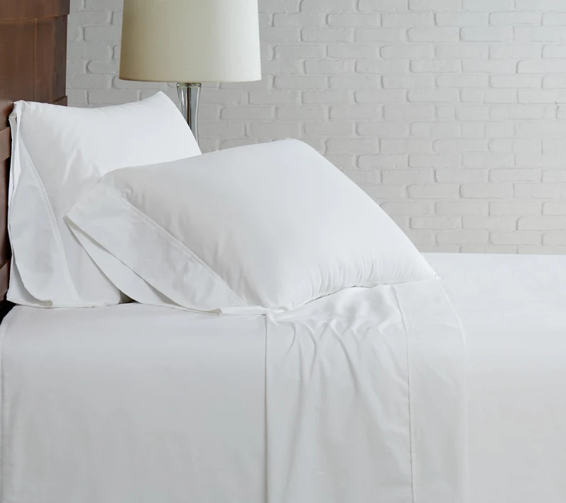 CANNON - Solid Percale 4 Piece King Sheet and Pillowcase Set - White