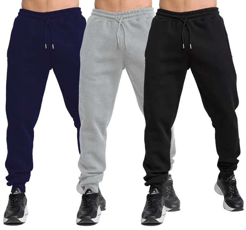 TUVEKE Mens Sweatpants Men's Fleece Joggers Pants Running Casual Yoga Pants Mens Athletic Pants, Blue&Grey&Black, Small