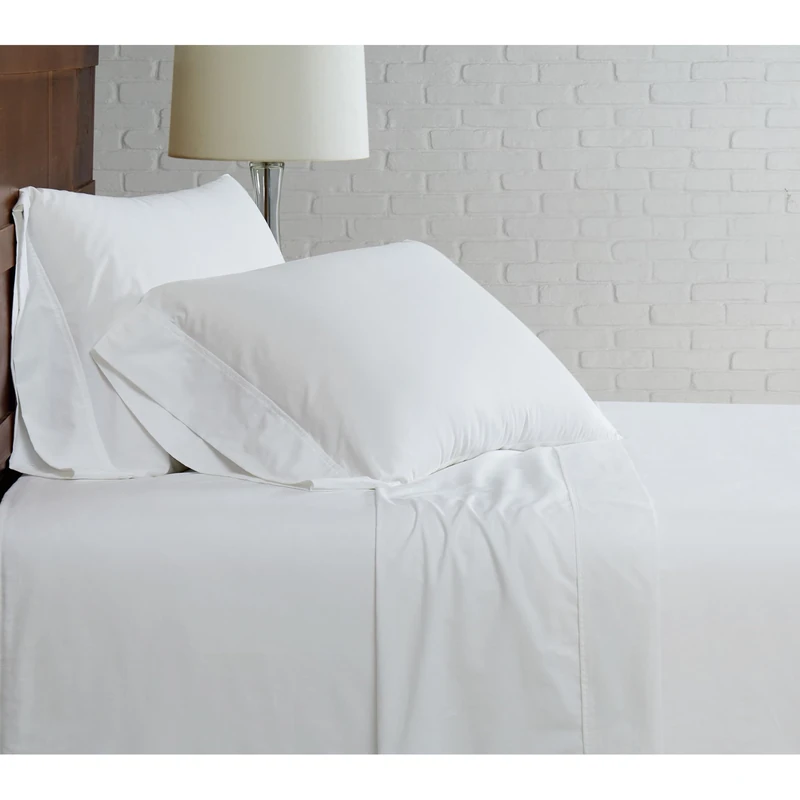 CANNON - Solid Percale 4 Piece Queen Sheet and Pillowcase Set - White - Image 1