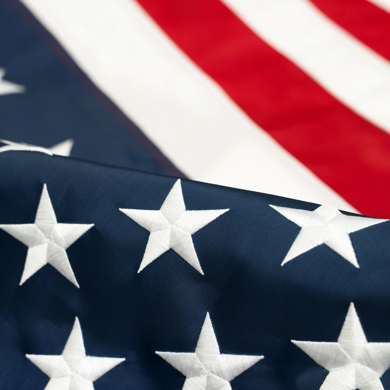 Homissor American Flag 8x12 Outdoor Heavy Duty - Embroidered Star Large USA 8x12 Ft Flags - Longest Lasting US Made from Nylon Sewn Stripes Indoor With 4 Brass Grommets