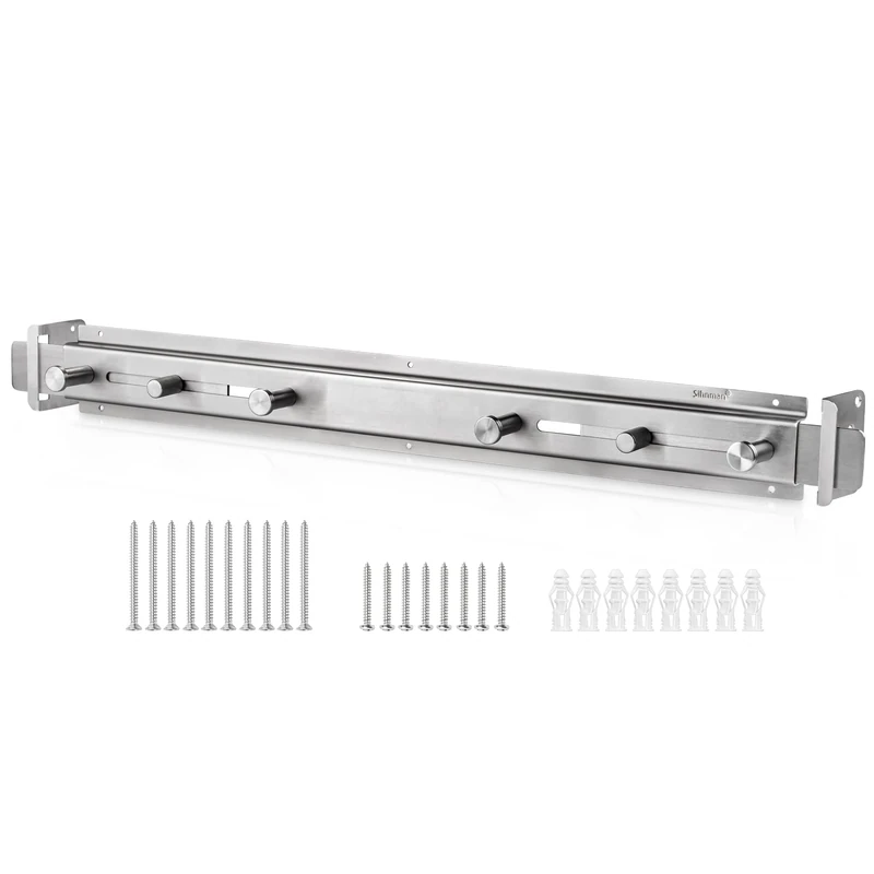 Door Barricade Bar with Door Hook Door Hanger (SUS) Patented Design for Security Reinforcement and Home Protection. Stop House Invasion and Intruder on Front Door, Bathroom and Bedroom. Childproof. - Image 1