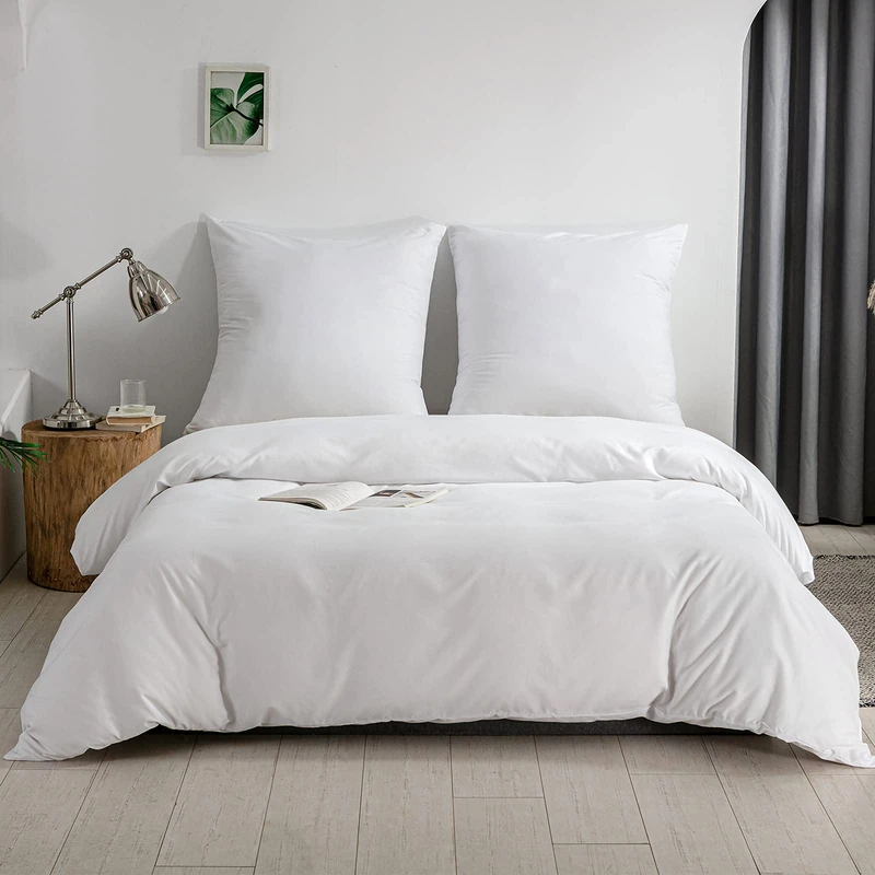 Good Nite Bed Linen Set 3-Piece 100% Polyester Microfibre Comfortable with Zip Duvet Covers, 1 Plain Duvet Cover + 2 Pillowcases (White, 200 x 200 cm + 80 x 80 cm x 2)