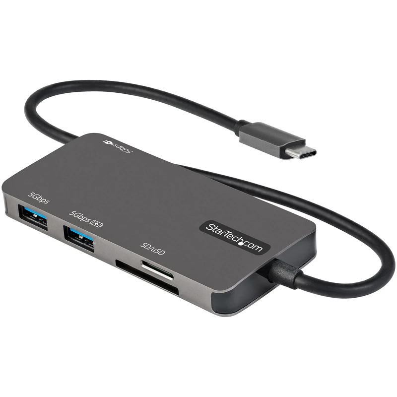 StarTech.com USB C Multiport Adapter - USB-C to 4K HDMI, 100W Power Delivery Pass-through, SD/MicroSD Slot, 3-Port USB 3.0 Hub - USB Type-C Mini Dock - 12" (30cm) Long Attached Cable (DKT30CHSDPD)