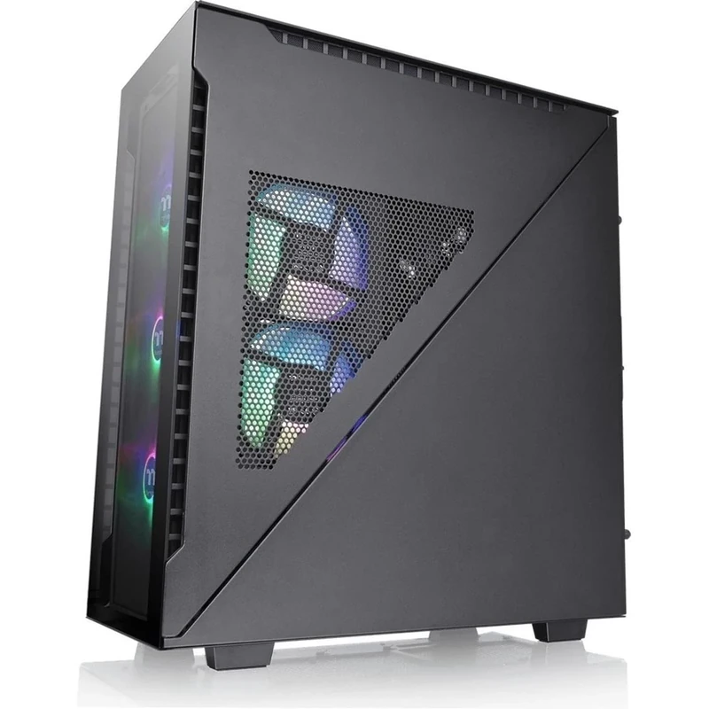 Thermaltake Divider 500 TG Black Color ARGB ATX Mid Tower Tempered Glass Computer Case with 3 120mm 5V ARGB Front Fans + 1 120mm Standard Rear Fan + 2 Symmetrical Triangular Panels CA-1T4-00M1WN-01