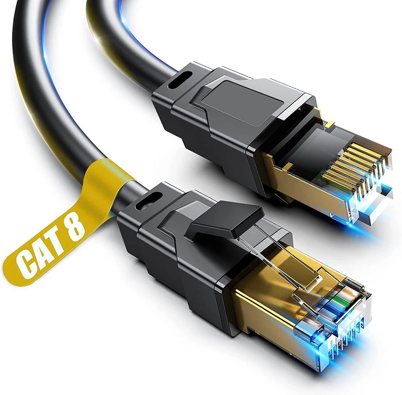Akake Cat 8 Ethernet Cable, 0.5M 1M 2M 3M 5M 6M 9M 12M 15M 18M 30M Heavy Duty High Speed Internet Network Cable, Professional LAN Cable Shielded in Wall, Indoor&Outdoor (0.5M) - Black - Image 1