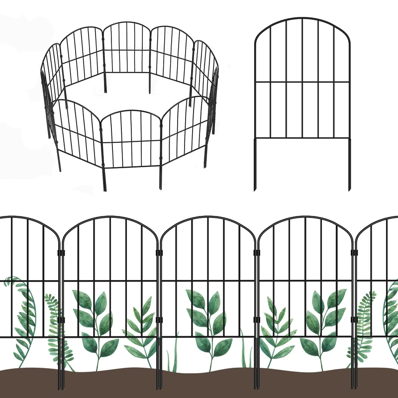 OUSHENG Decorative Garden Fence 10 Pack, Total 10ft (L) x 24in (H) Rustproof Metal Wire Fencing Border Animal Barrier, Flower Edging for Landscape Patio Yard Outdoor, Arched