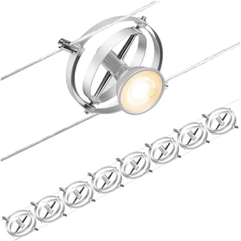 Paulmann 94490 Cable System Set Cardan DC Max. 8 x 7 Watt Expandable Chrome Matt Wire Rope Metal GU5.3