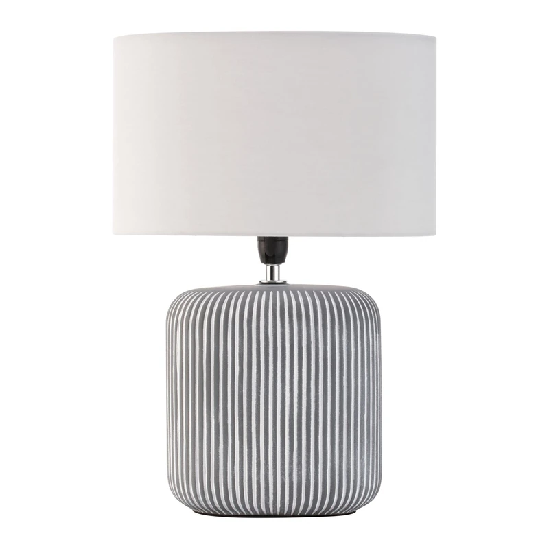 Pauleen Pure Shine 48218 Table Lamp Max. 20 Watt Handmade Grey White Bedside Lamp in Boho Look Made of Fabric, Ceramic E14