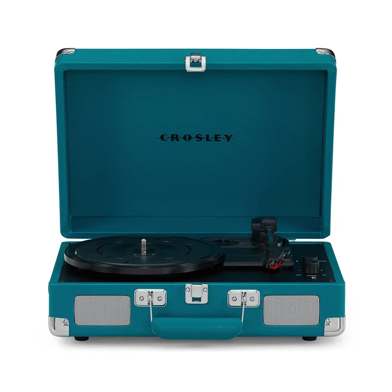 Crosley Cruiser Deluxe Portable Turntable - Bluetooth Record Player, 3-Speed Suitcase Vinyl Player, Home Turntables for Vinyl Records, Built in Stereo Speakers & Bluetooth Receiver, AUX Input, Teal